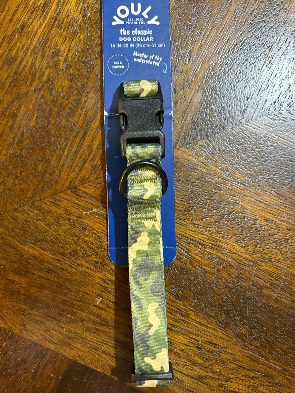 Adjustable Camo Dog Collar with Black Buckle and D-Ring